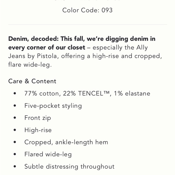 Pistola Ally High Rise Crop Flare Jeans- Never Worn! - Picture 5 of 8